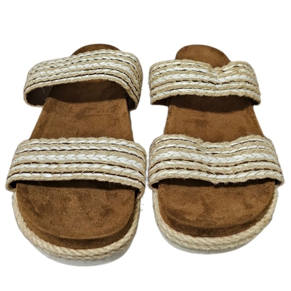 Time And Tru Women's Raffia Two Band Slide Sandals NWOT - Picture 3 of 10